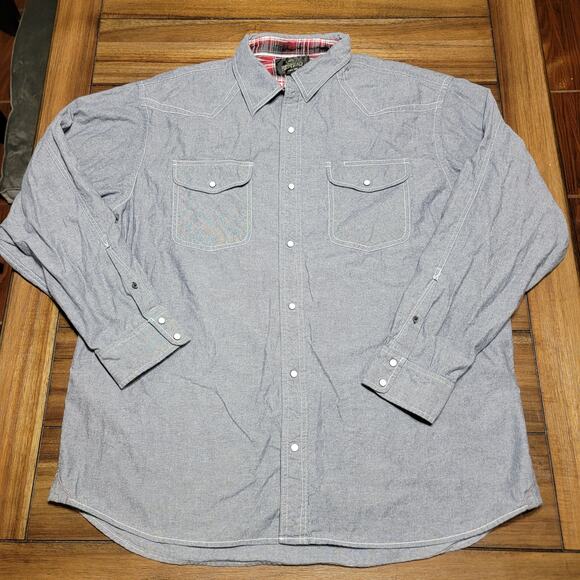Red Head LS Blue Denim Pearl Snap Western Shirt - Size XL - Picture 1 of 6